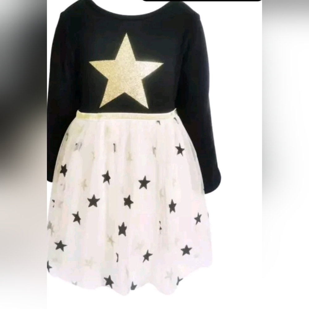 Popatu Girls Size 12 Months Black & Gold Tulle Dress